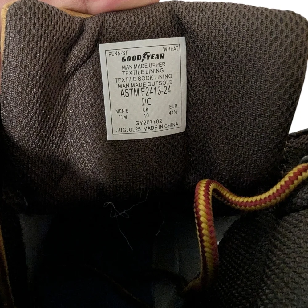 Goodyear Men's Penn Steel Toe Work Boots Water Resistant Wheat Size 11